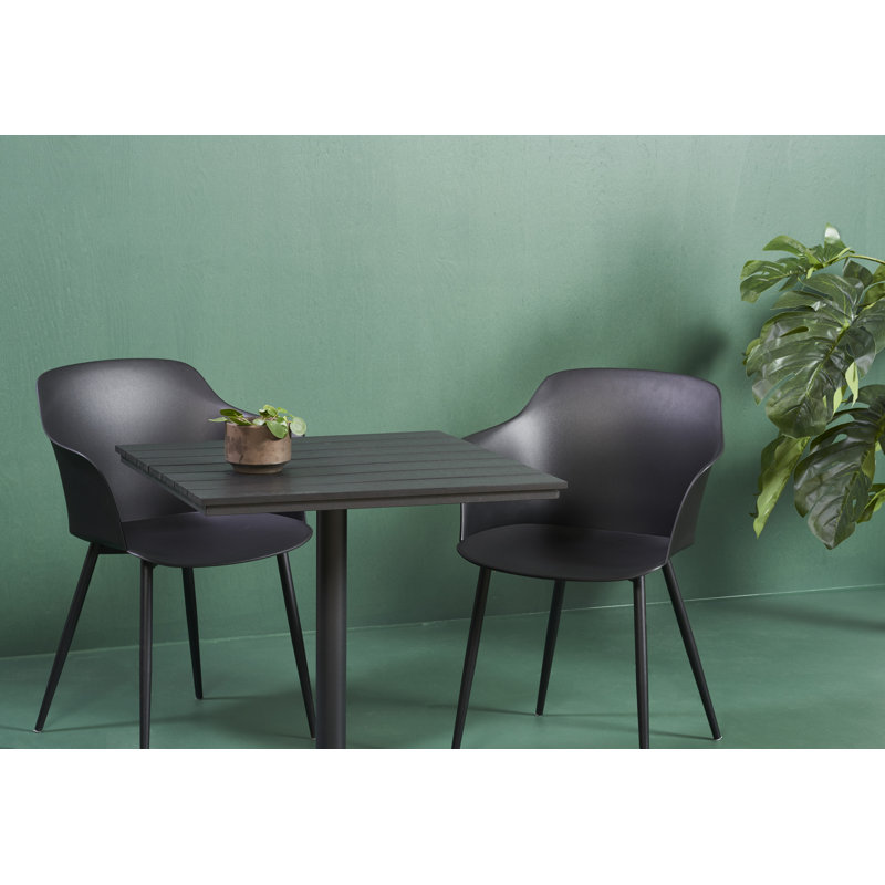Quentin 2 - Person Patio Dining Set with Square Table, Black