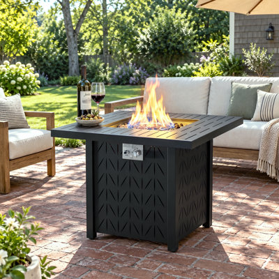 Outdoor Propane Fire Pit Table for Patio & Backyard with Built-in Tank Storage, 50,000 BTU, Rain Cover