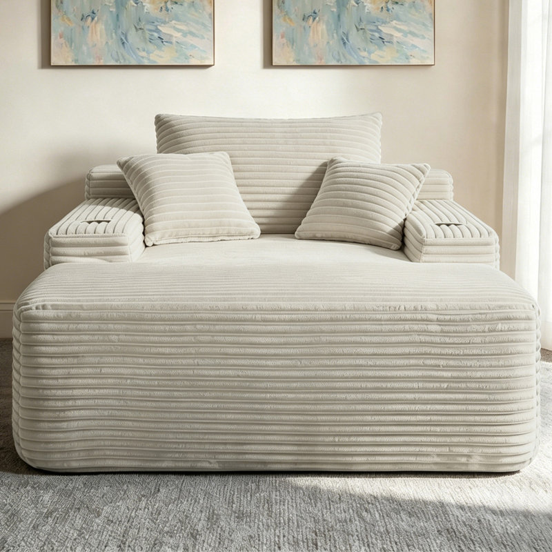 Chaise longue rembourrée, Beige