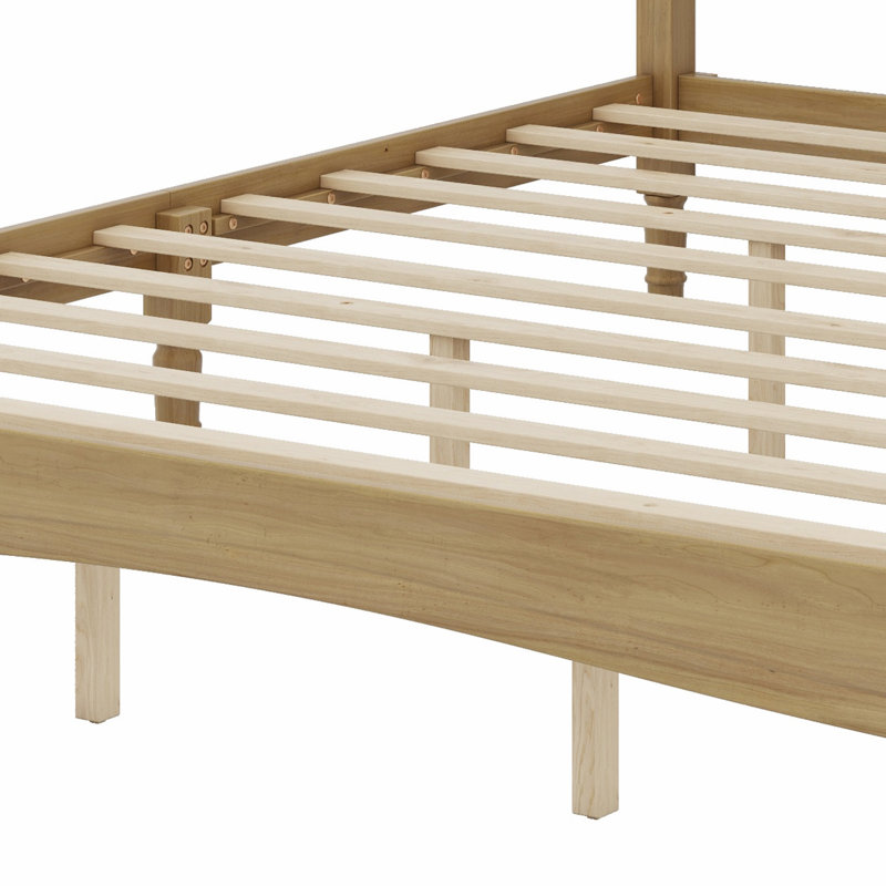 Lit plateforme en bois avec tête de lit en forme de gourde, lit plateforme de style rétro avec support à lattes en bois
