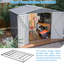 Remise pour outils de jardin 8 x 6 pi imperméable avec fondation en métal avec structure de plancher, remise à outils avec portes à charnières verrouillables et évents-118091687-118091690