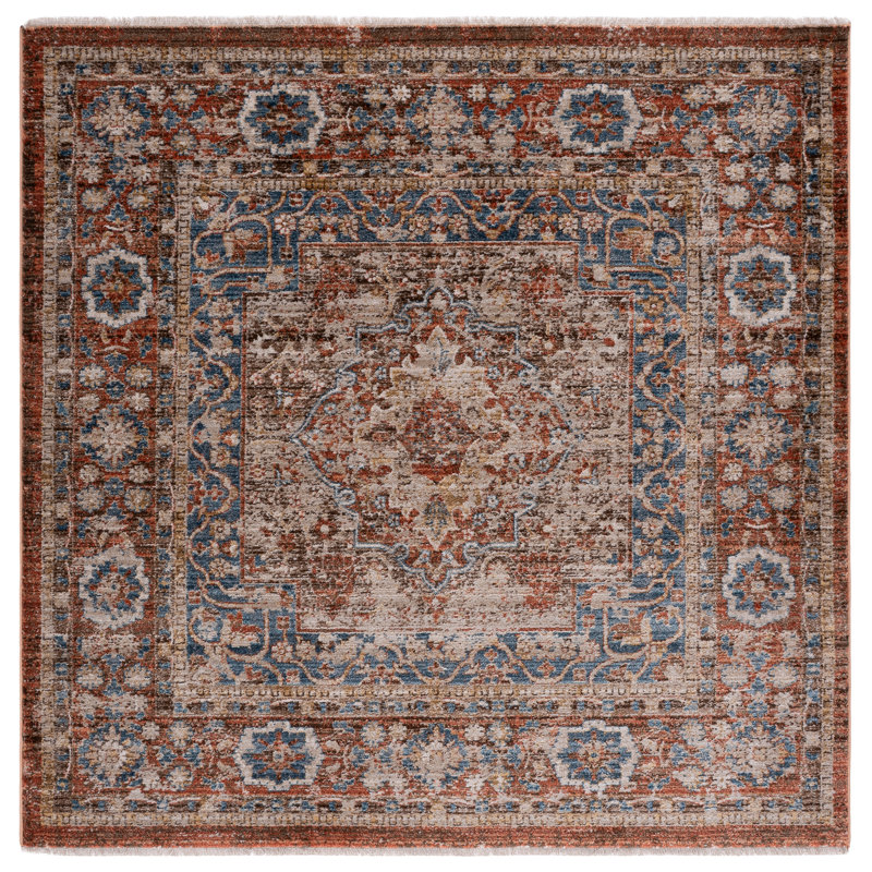 Tapis performance oriental Broomhedge Bijar, Carré 6 pi 7 po, Brown/Rust