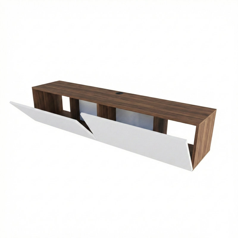 Barryan 63" Floating TV Stand, Walnut/White