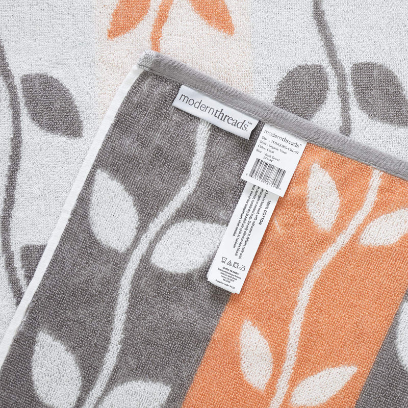 Coral and White Organic Cotton 6-Piece Towel Set