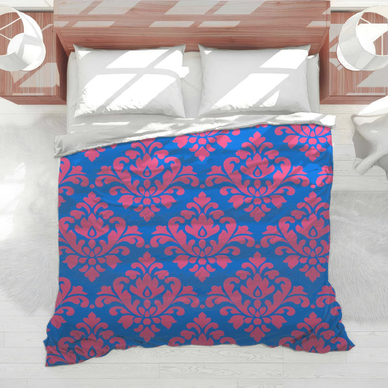 Pink Damask Pattern Comforter, Twin
