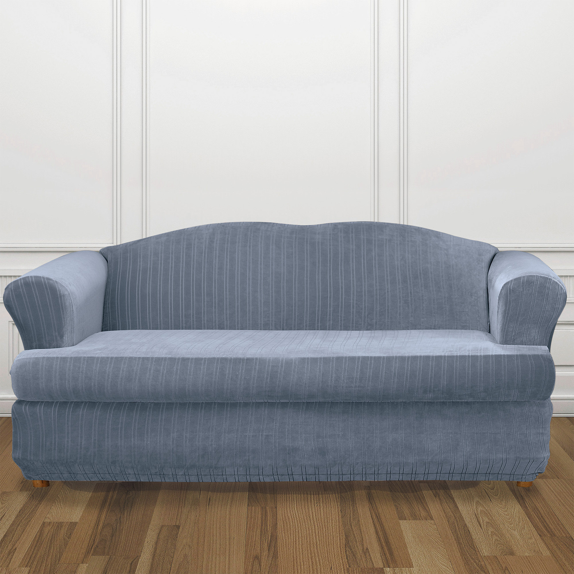 Sure Fit Stretch Pinstripe T-Cushion Sofa Slipcover &amp; Reviews | Wayfair