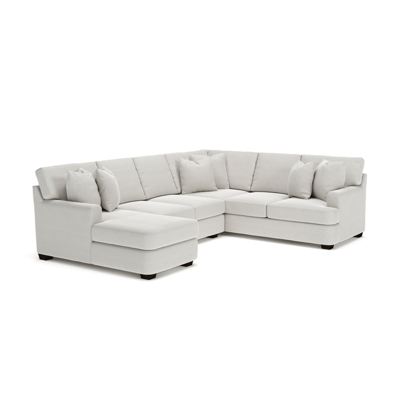 Canapé modulaire de 121 po de largeur Emilio, Accoudoir à gauche (vu de face), Tissage natté ivoire Drusky Sustain®