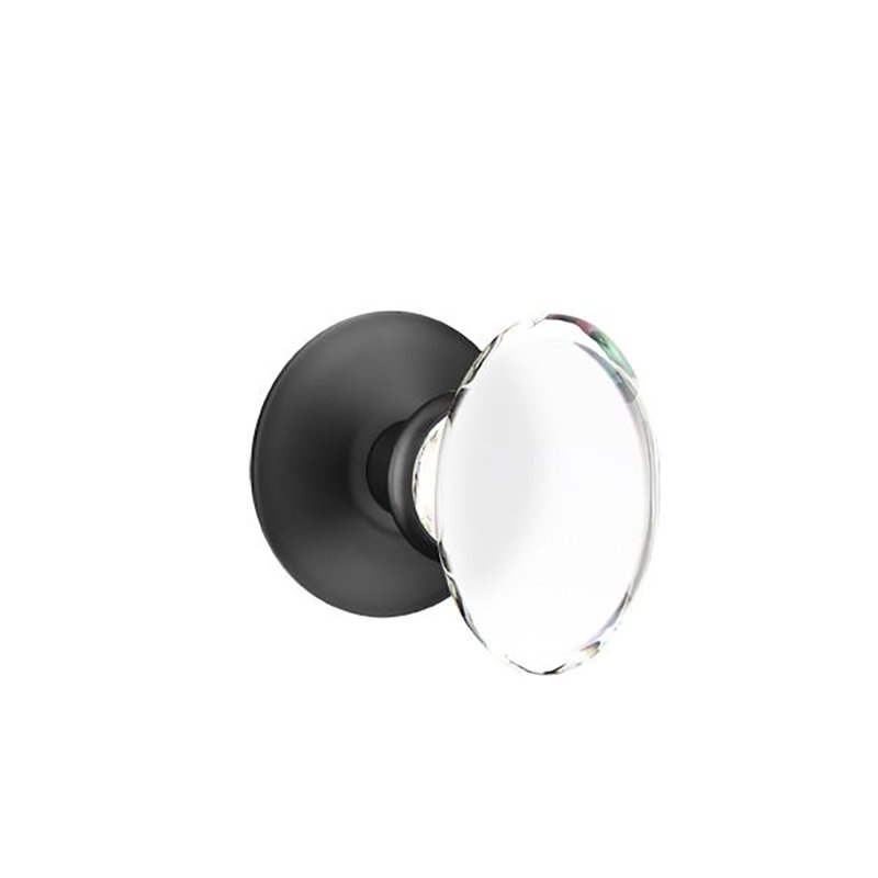 Ensemble de faux boutons Emtek avec rosette moderne et bouton en verre Hampton, Dos plat