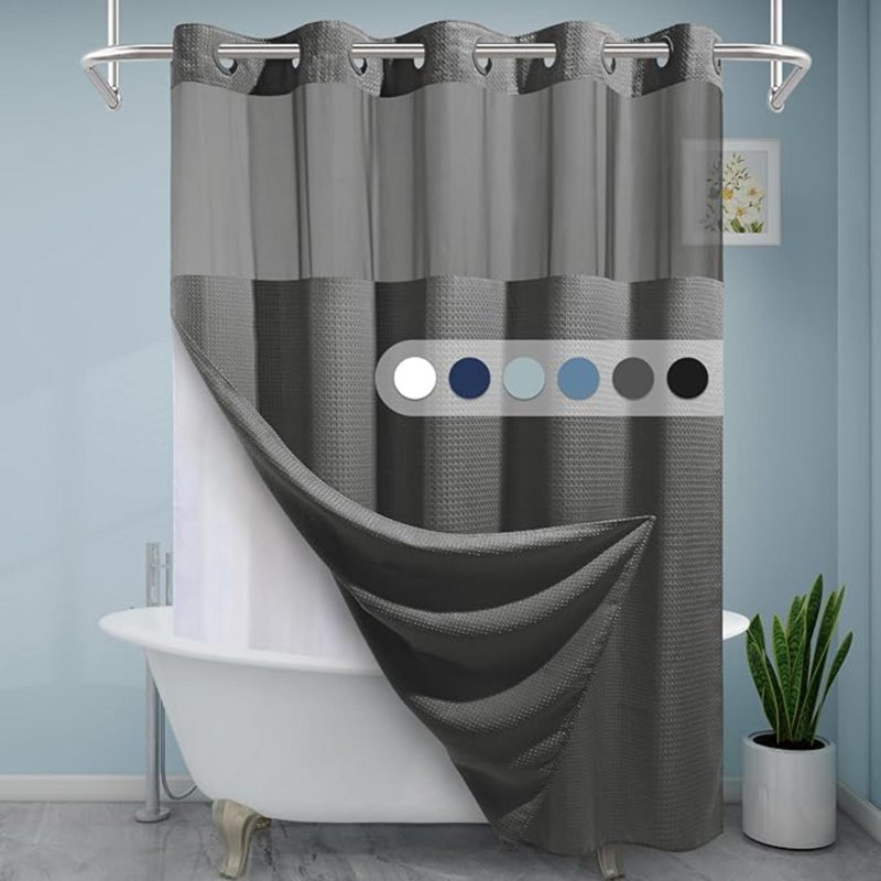 Rideau de douche No Hook, Gris anthracite