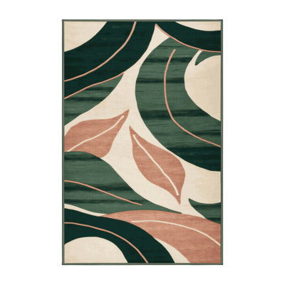Tapis vert aquarelle lavable à la machine