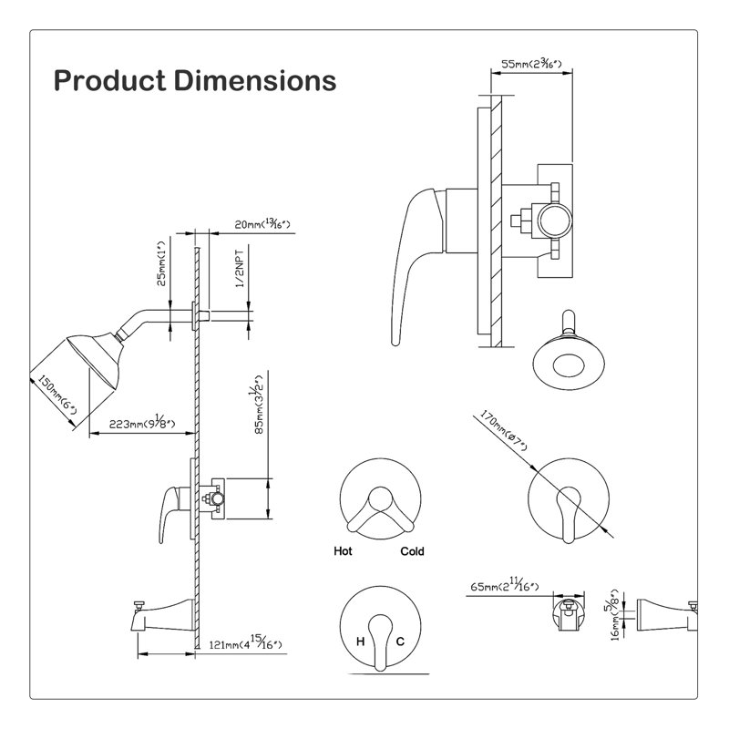 Pressure-Balanced (Temperature Control Only) All-In-One Kit, Matte Black