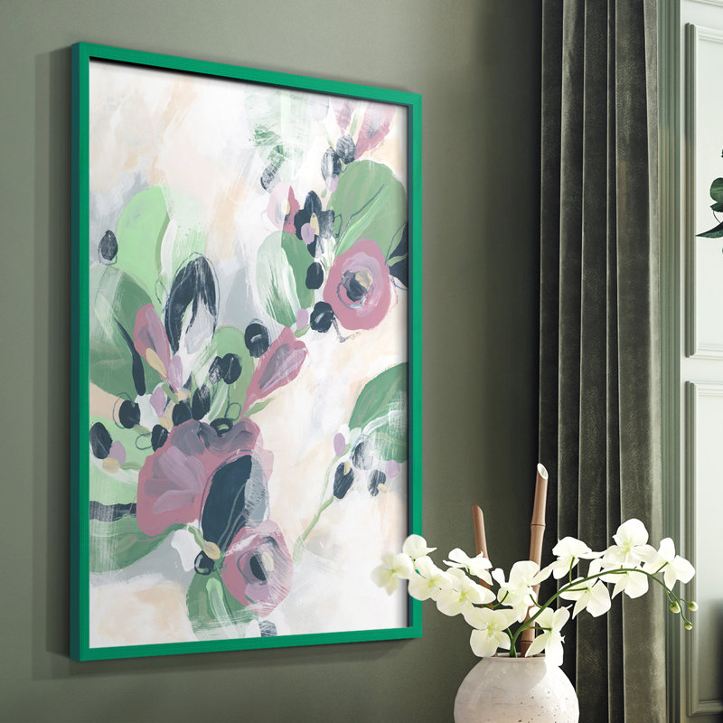«Tropical Branch Fresco II», reproduction encadrée - bois massif, Vert, H 10 po x l 8 po