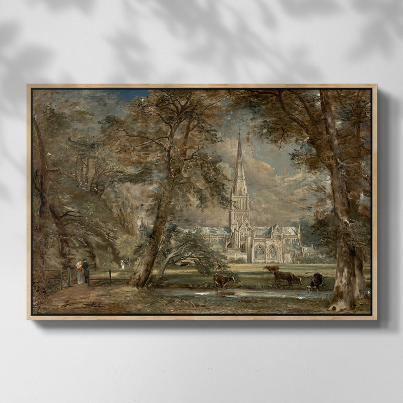 Hampstead Heath, 1825 - John Constable, toile tendue avec châssis, 24 po x 36 po, Noyer