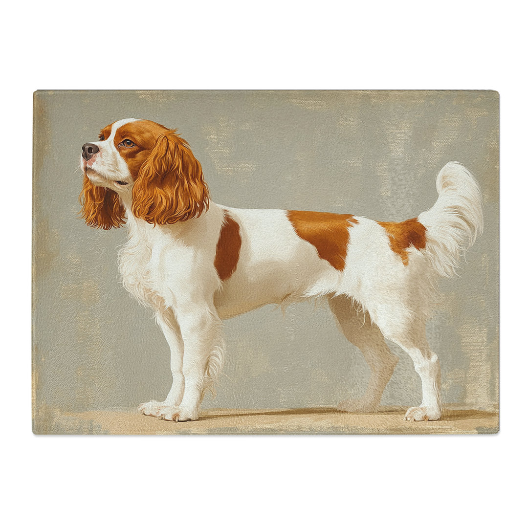 The Cavalier King Charles Spaniel Dog  Glass Chopping Board