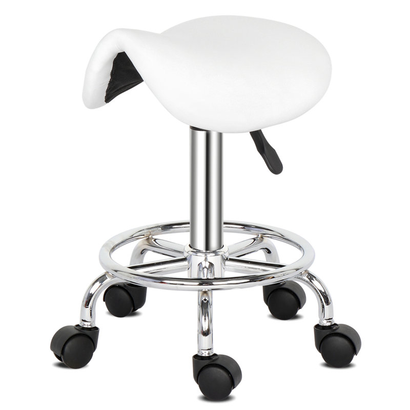 Ascalon Swivel Upholstered Adjustable Height Counter Stool, White