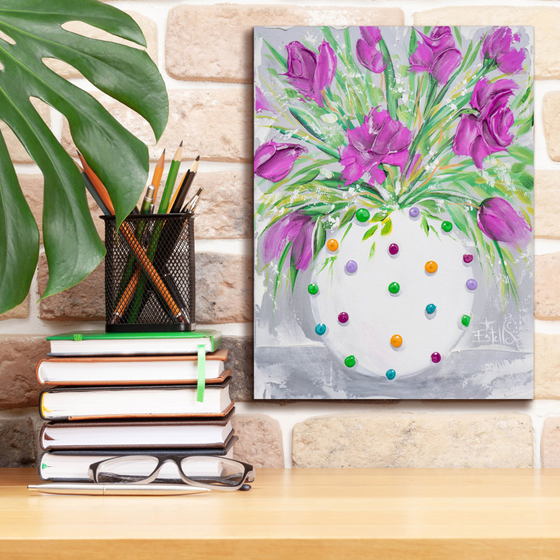«Polka Dot Mauve» par Estelle Grengs, art mural sur toile, 26 po x 30 po, H 16 po x l 12 po x P 0,75 po