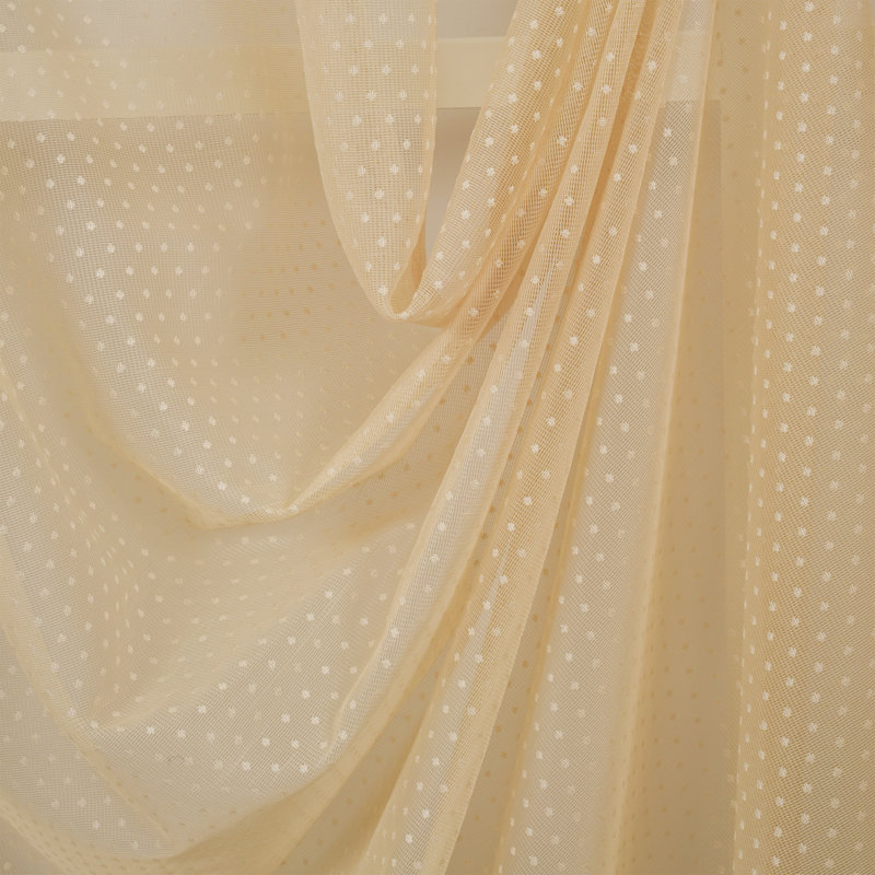 Extra Long Beige Lace Sheer Curtain Panels with Rod Pocket