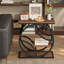 Table d'appoint industrielle à 4 niveaux, table de bout étroite avec structure en métal, table de chevet brune et support à plante pour petits espaces