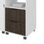 Bureau extensible blanc et noyer teinté à 2 tiroirs avec mécanisme coulissant