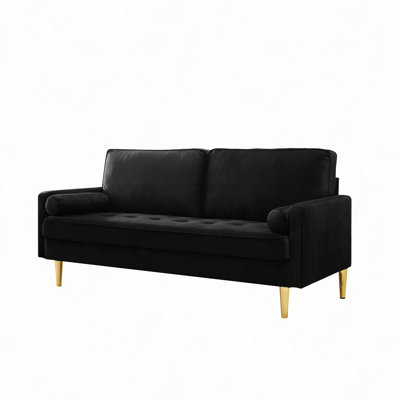 65" Velvet Sofa With Metal Legs, Complete With Cushions, Suitable For The Living Room Or Bedroom.