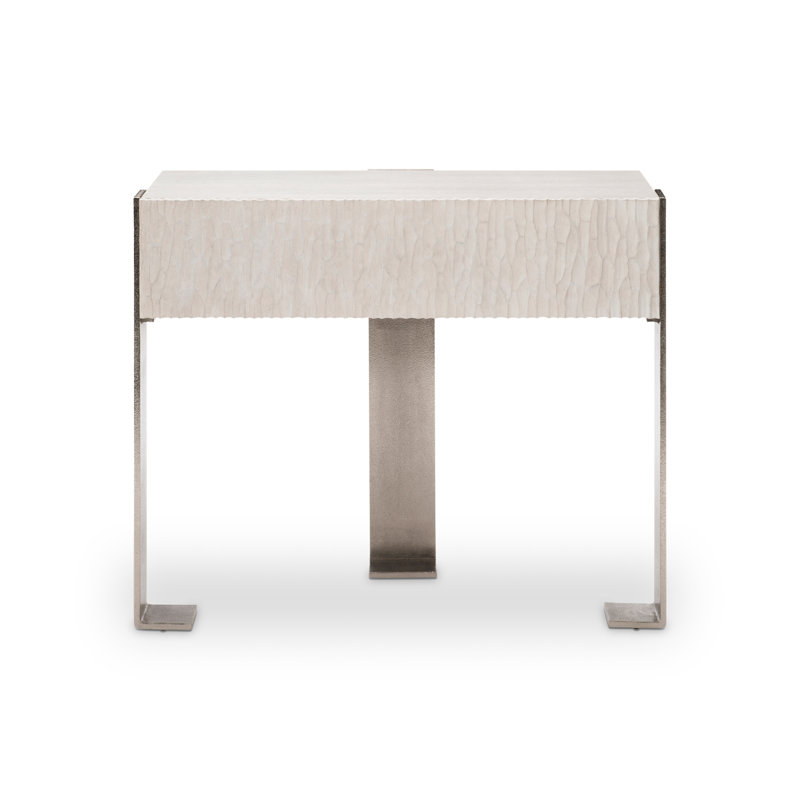 Solaria Transitional Beige 1-Drawer Nightstand with USB Charger