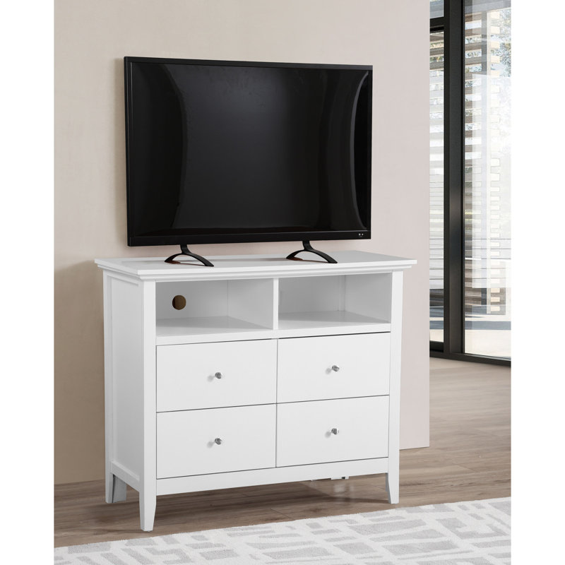 21 po Rangement multimédia haut blanc - Design élégant 85 lb Coffre robuste en matière d'assurance de la qualité