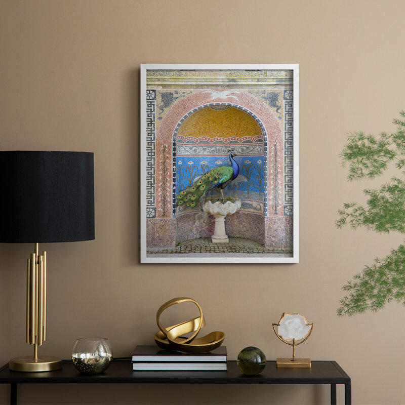 Palace Peacock, reproduction encadrée - bois massif, H 21 po x l 17 po, Blanc