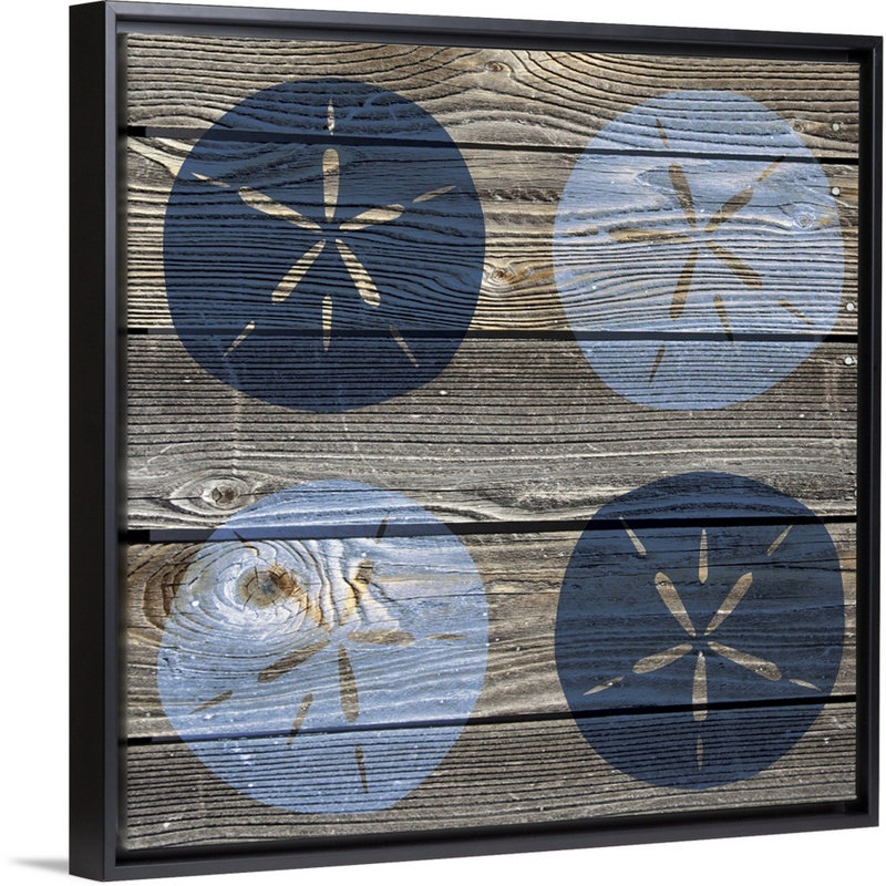«Blue Sand Dollars» par Melody Hogan, reproduction sur toile, H 18 po x l 18 po x P 1,75 po, Cadre noir