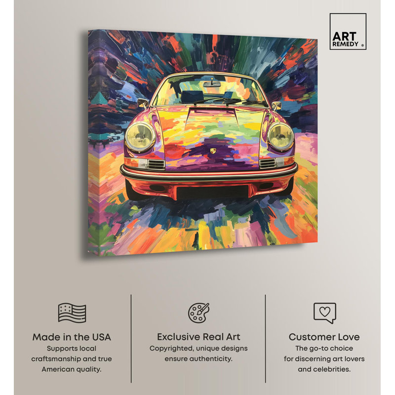 Porsche Aurora Vortex Abstract Car Canvas Art, 24" x 24"
