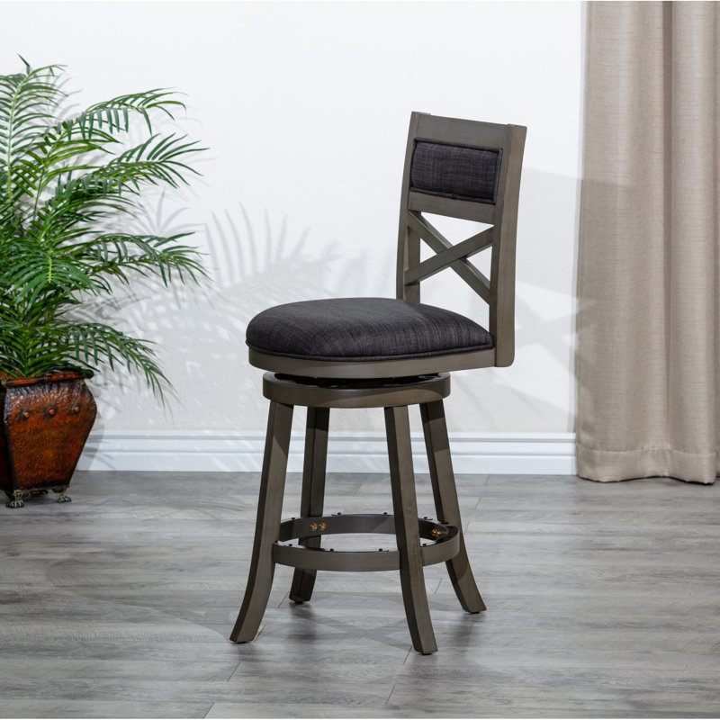 Chaise pivotante de 24 po à hauteur de comptoir, gris anthracite, tissu gris anthracite, complète le tabouret de cuisine avec mécanisme, finition grise, revêtement, ajoute de la classe