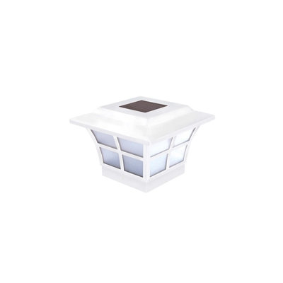 6FD4E84B6B664C92BC529010A38D3897 4 X 4 Inch White Pvc Prestige Solar Post Cap