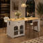 Table de comptoir extensible avec roues, table de bar avec prise de courant intégrée, tiroirs double face (chaises non incluses)-1857844080