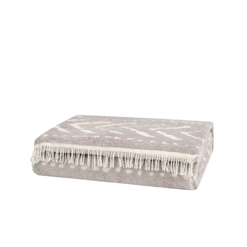 Polyester Jacquard Chevron / Zig Zag Coverlet, Queen Coverlet, Beige