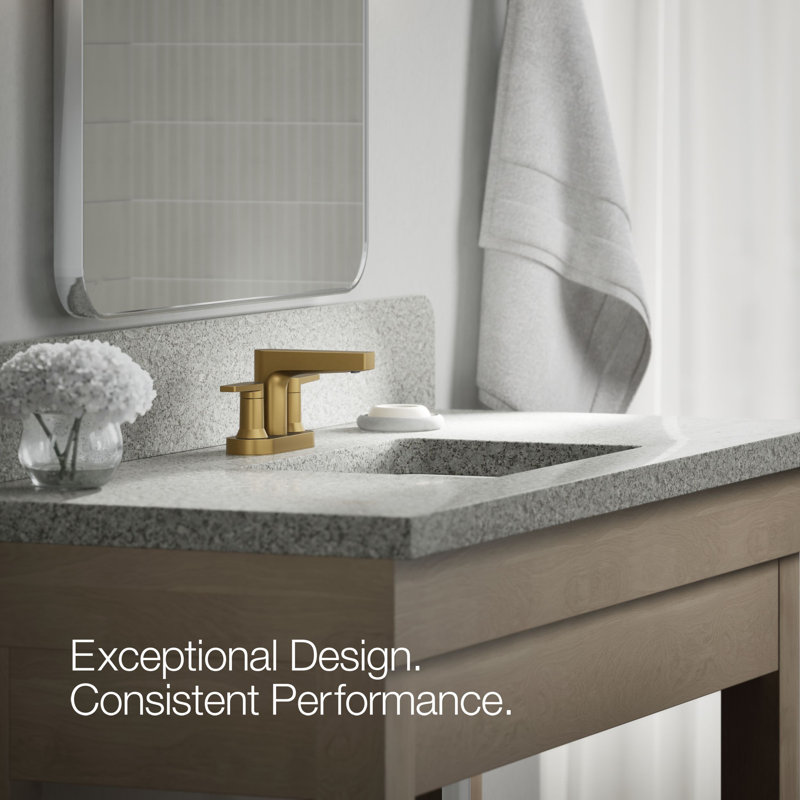 Taut Centerset Bathroom Sink Faucet, Vibrant Brushed Modern Brass