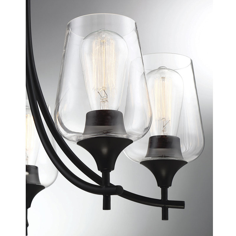 Breena 5-Light Chandelier, Noir mat, Clair