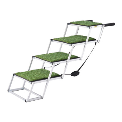 Escalier pour chien pour voiture, rampe pour chien pliable extra large à 4 marches pour grands chiens avec surface antidérapante, échelle d'escalier pour animal portable légère pour voiture, VUS, camion, lit haut, canapé, support jusqu'à 200 lb