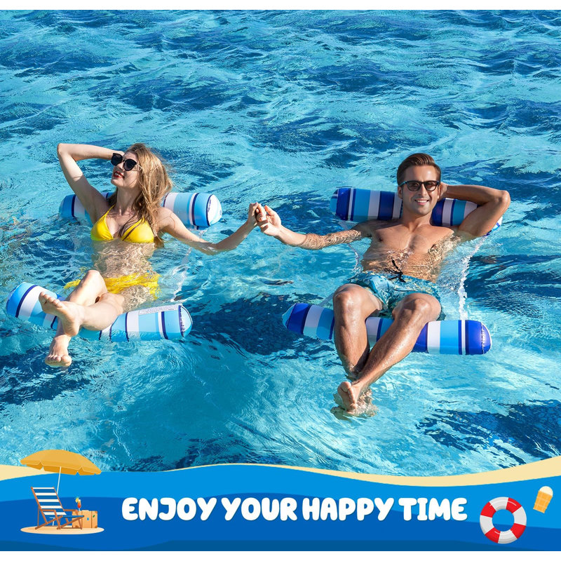 2 Pack Pool Floats, Inflatable Pool Hammock Float, 4-In-1 Pool Hammock For Adults