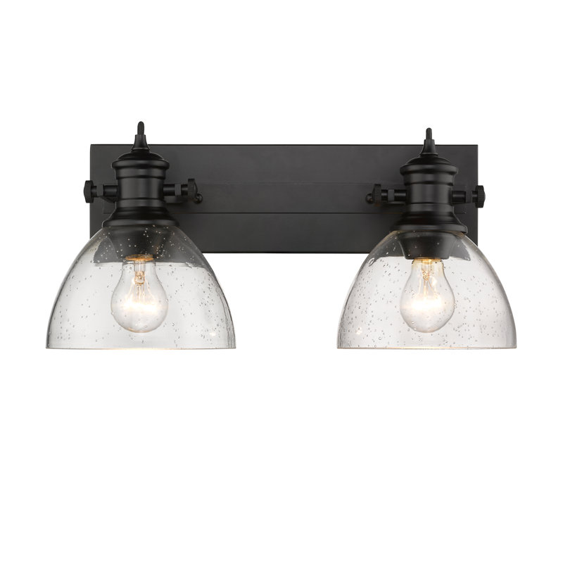 Éclairage pour meuble-lavabo à 2 lumières Bales, Noir mat, Verre opale