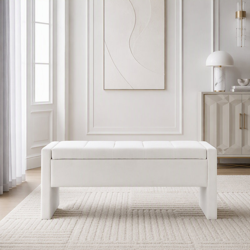 Banc de lit moderne avec rangement, Beige