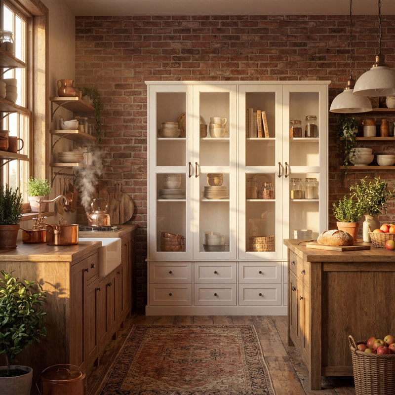 Vitrine à porte en verre 8 tiroirs avec lumières