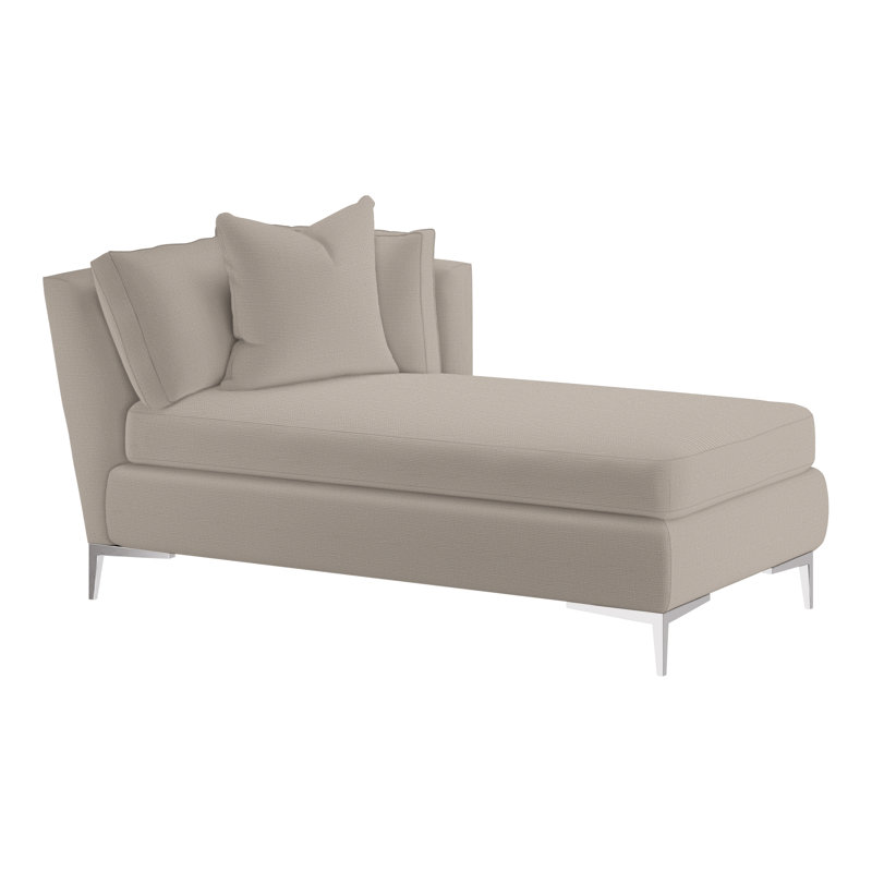 Aiden Chaise Lounge, Right Hand Facing, Polished Stainless, Perigold In The Loop White Pepper