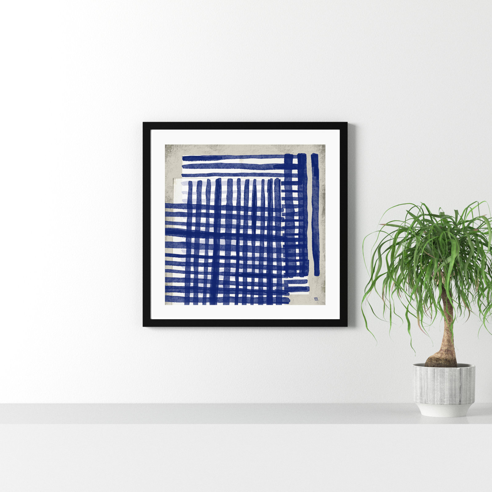 Zoja "Weaving" Painting by Marco Marella, Black Framed, 30" H x 30" W x 1.25" D