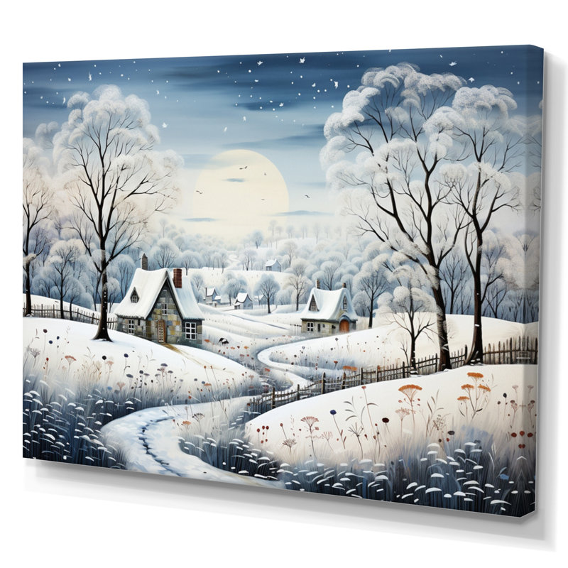 «Countryside Snowy Minimalisme Winter V», impression sur toile encadrée, H 12 po x l 20 po x P 1 po, Toile tendue