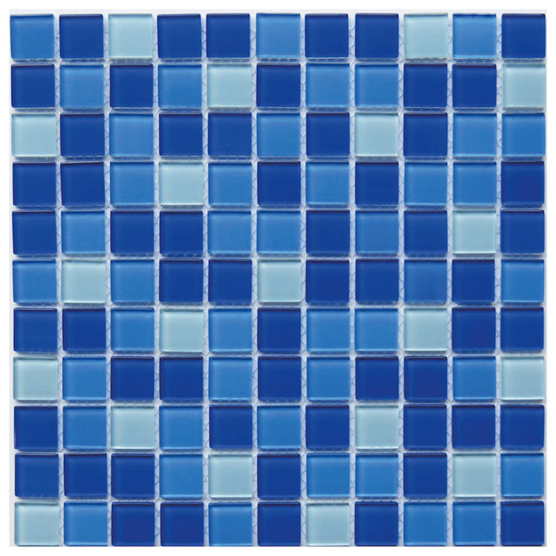 Pizzoli 1" x 1" Glass Mosaic Wall & Floor Tile, Blue