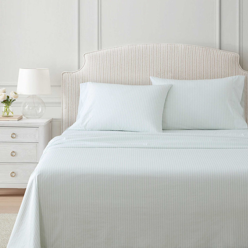 Ensemble de draps en coton percale Martha Stewart, Ensemble de draps pour grand lit avec 2 taies d'or