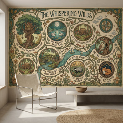 Whimsical Forest Wallpaper Starry Night Removable Wall Decor