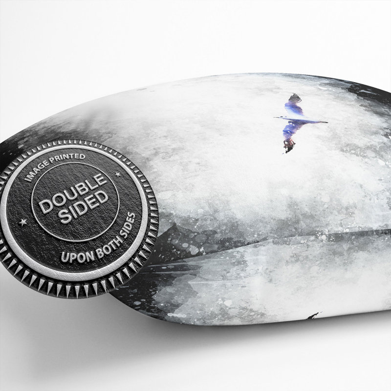 Flying Seagull Abstract Cushion with Filling, 55cm H x 55cm W x 20cm D