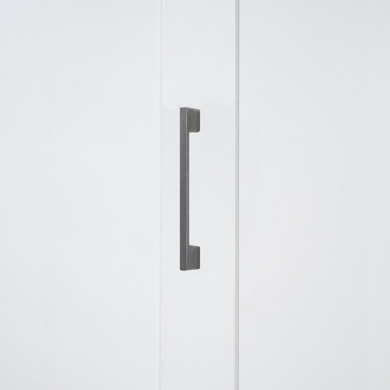 Grand lit hydraulique avec design moderne et garde-robe - Finition élégante blanche