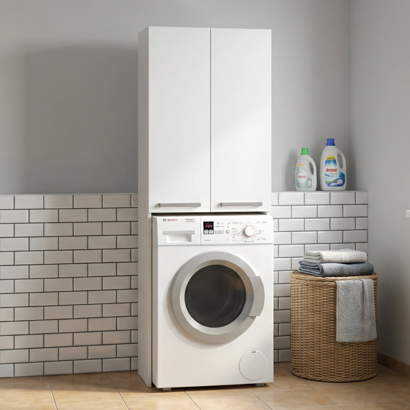 Nadina Solid Wood Laundry Room Organiser, White