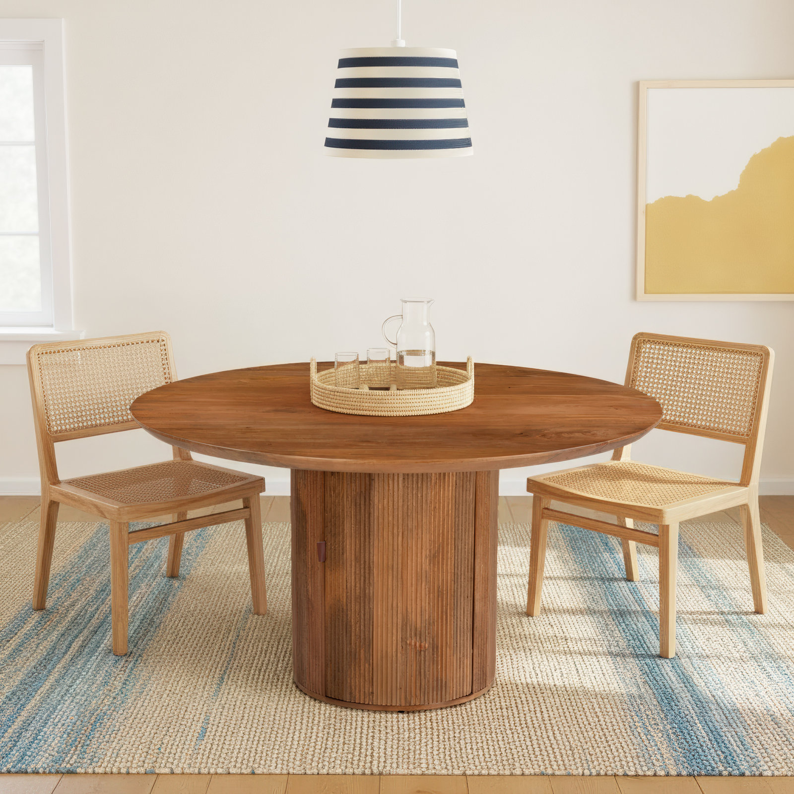 55.1'' Round Dining Table, Brown
